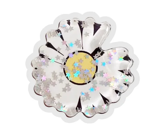 Держатель для телефона круглый (liquid shine) Ромашка/Белый