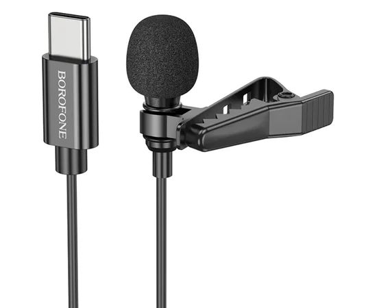 Мікрофон петличний Borofone BFK11 Elegant lavalier Type-C (2m) Black