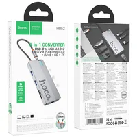 Переходник HUB Hoco HB52 Wow 8in1 (Type-C to HDTV+RJ45+SD/TF+PD+Type-C3.0+2xUSB3.0) Deep space gray