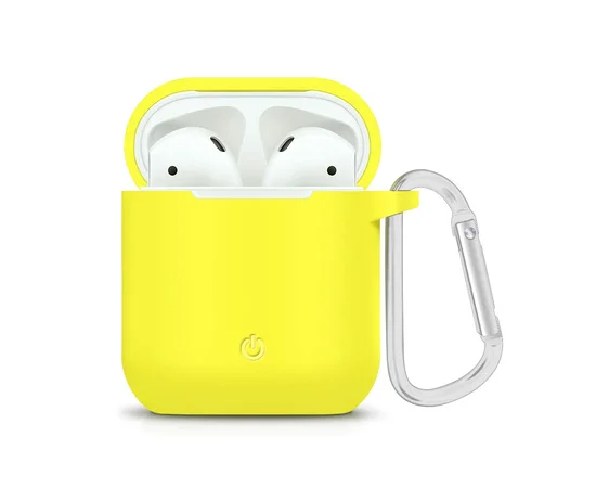 Силиконовый футляр с карабином для наушников AirPods Желтый / Yellow