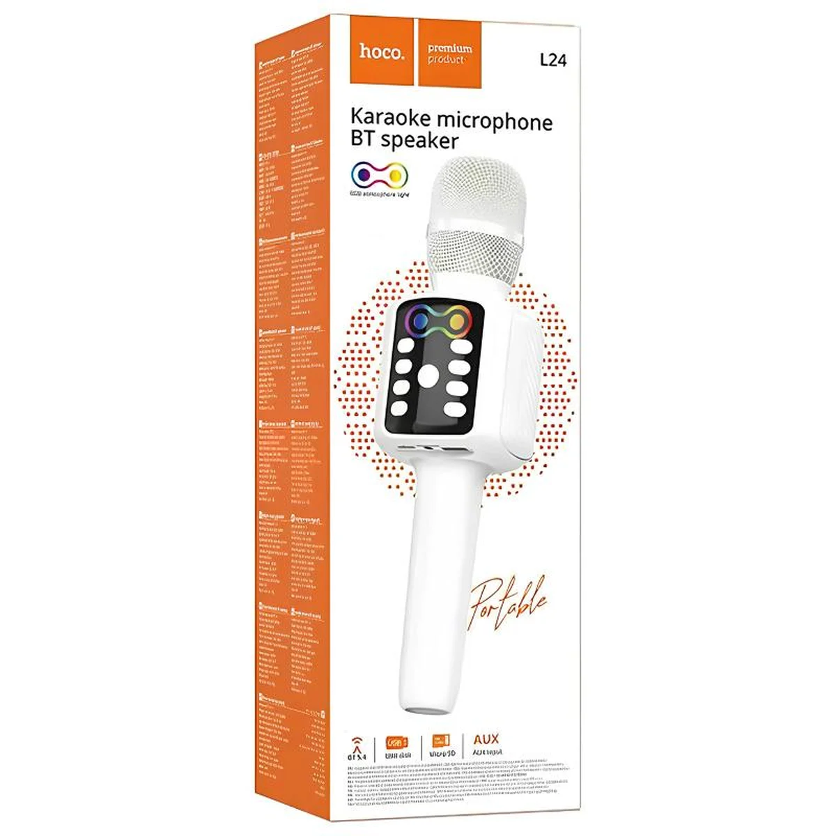 Караоке Микрофон-колонка Hoco L24 Shine White