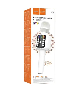 Караоке Микрофон-колонка Hoco L24 Shine White