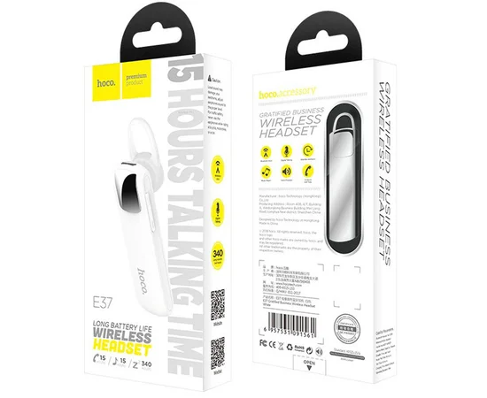 Bluetooth гарнитура HOCO E37 Gratified business Белый