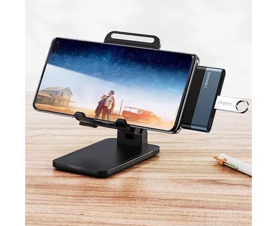 Переходник HUB Usams US-SJ491 Type-C Mini Hub (Type-C + USB + Micro SD) Темно-серый