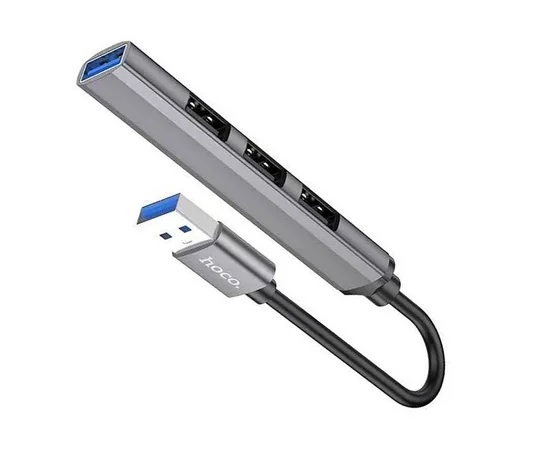 Переходник Hoco HB26 4in1 (USB to USB3.0+USB2.0*3) Metal gray