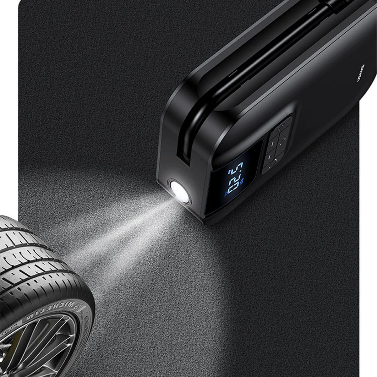 Портативный автокомпрессор для шин Usams US-ZB215 Mini Car 5000 mAh Черный