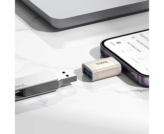 Переходник Hoco UA31A OTG Lightning male to USB female Gray