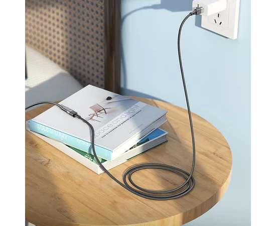 Переходник Hoco U107 Type-C male to Type-C female USB2.0 (1.2m) Black