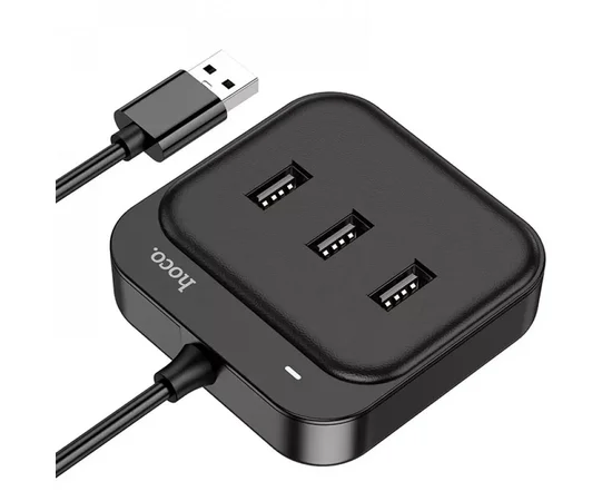 Переходник HUB Hoco HB31 Easy 4-in-1 (USB to USB3.0*4) (L=0.2m) Black