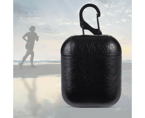 Кожаный футляр Leather series для наушников AirPods Черный