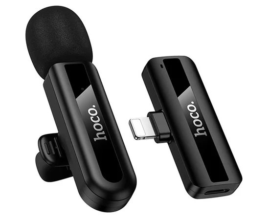 Петличний бездротовий мікрофон Hoco L20 Fair Lightning Black
