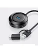 Адаптер USAMS US-SJ416 4 USB HUB Smart Adapter USB3.0+Type-C3.0 Черный