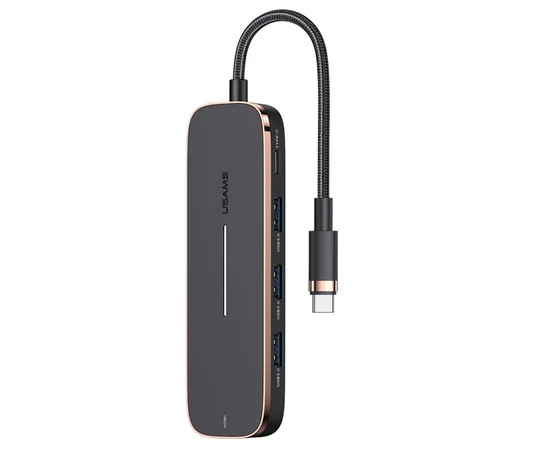 Переходник HUB Usams US-SJ578 5in1 Multifunctional (Type-C to 3USB+Type-C+HDMI ports) Black