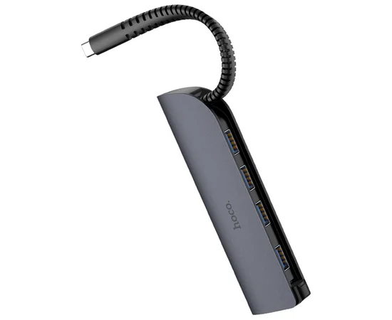 Переходник HUB Hoco HB12 Type-C Серый