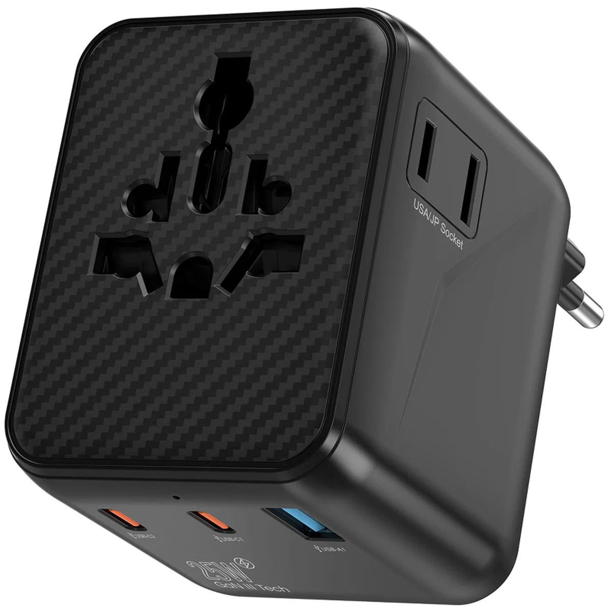 Сетевой универсальный переходник WIWU UA011 Warrior GaN 25W + 1USB-A/2C Black