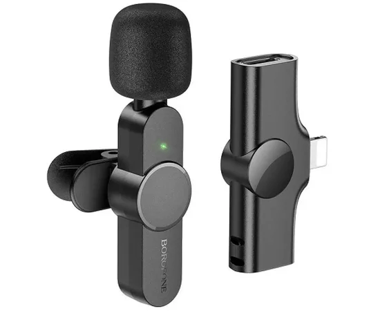Микрофон Borofone BFK12 Trophy lavalier Lightning Black
