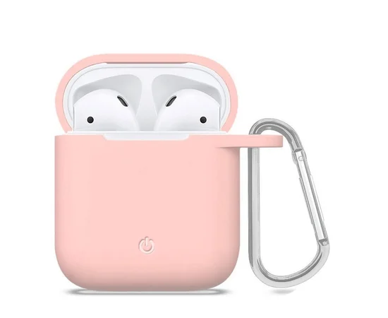 Силиконовый футляр с карабином для наушников AirPods Розовый / Pink Sand