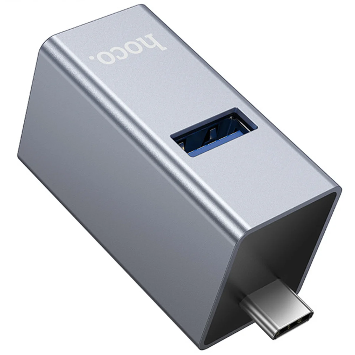 Переходник HUB Hoco HB54A 3in1 (Type-C to 2xUSB2.0+USB3.0) Metal grey