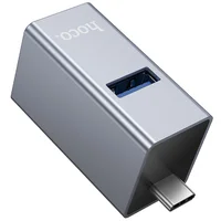 Переходник HUB Hoco HB54A 3in1 (Type-C to 2xUSB2.0+USB3.0) Metal grey