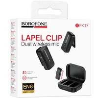Петличный беспроводной микрофон Borofone BFK17 Lemai dual-mic Type-C Black