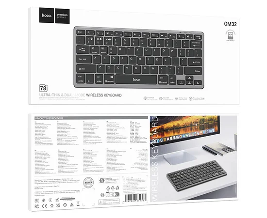 Беспроводная клавиатура Hoco GM32 Wisdom dual-mode (English version) Black