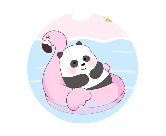 Держатель для телефона круглый (Glass) Панда отдых