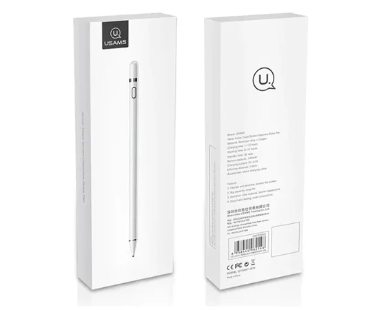 Стилус Usams US-ZB057 Touch Screen (With clip) Белый