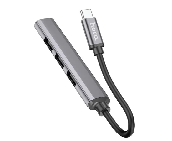 Переходник Hoco HB26 4in1 (Type-C to USB3.0+USB2.0*3) Metal gray
