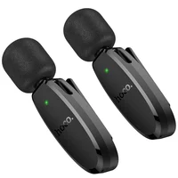 Петличный беспроводной микрофон Hoco L15 Dual-mic clip-on wireless digital (Lightning/Type-C) Black
