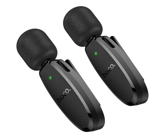Петличный беспроводной микрофон Hoco L15 Dual-mic clip-on wireless digital (Lightning/Type-C) Black
