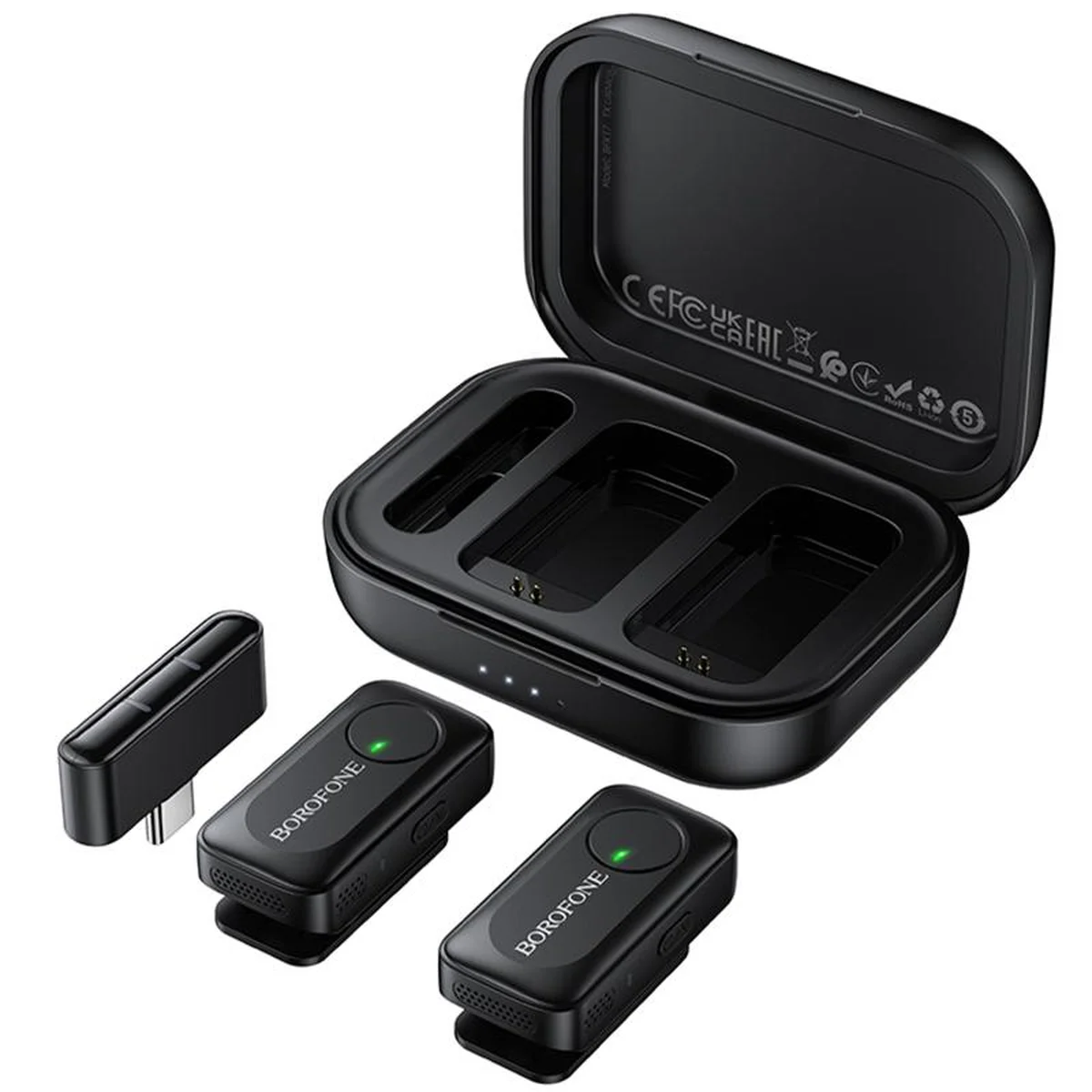 Петличный беспроводной микрофон Borofone BFK17 Lemai dual-mic Type-C Black