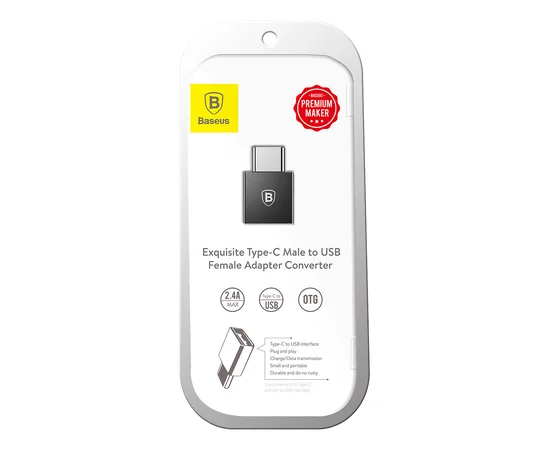 Переходник Baseus Exquisite Type-C Male to USB Female (CATJQ) Черный