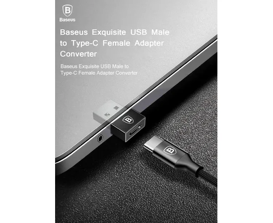 Переходник Baseus Exquisite USB Male to Type-C Female (CATJQ-A01) Черный