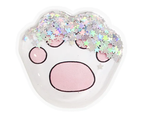 Держатель для телефона круглый (liquid shine) Лапа белая / розовая