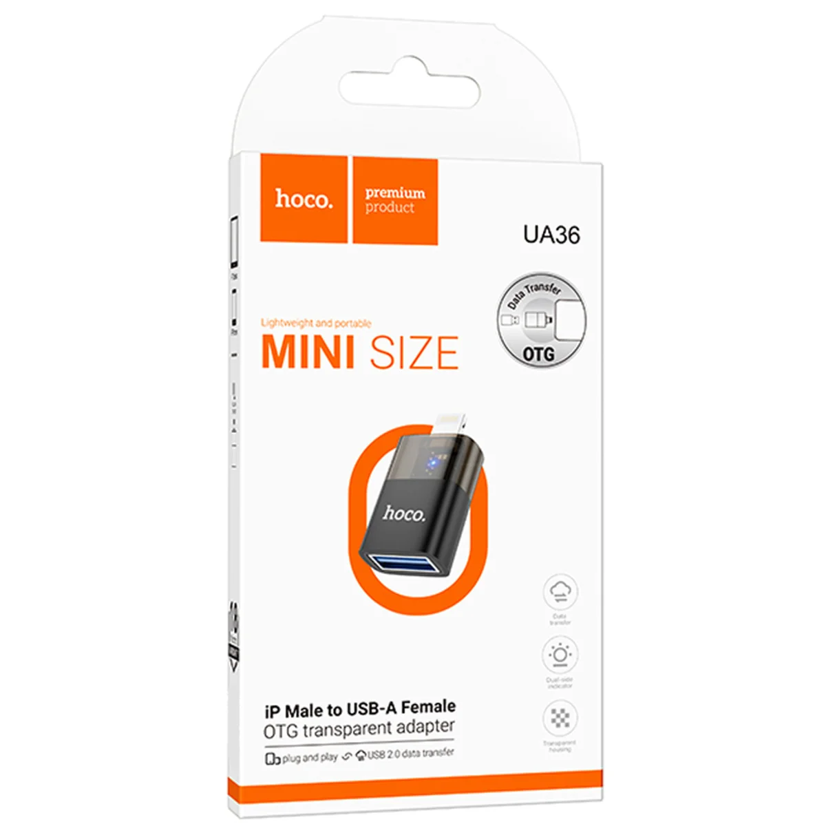 Переходник Hoco UA36 Lightning male to USB female Black