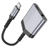 Перехідник Hoco LS39 Type-C to Type-C + 3.5mm Metal gray