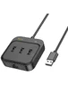 Переходник HUB Hoco HB35 Easy link 4-in-1 Gigabit Ethernet Adapter (USB to USB3.0*3+RJ45) (L=0.2M) Черный