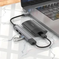 Переходник Hoco HB26 4in1 (Type-C to USB3.0+USB2.0*3) Metal gray