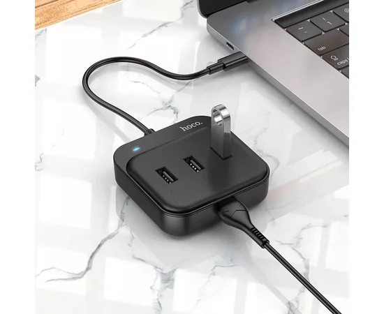 Переходник HUB Hoco HB31 Easy 4-in-1 (Type-C to USB3.0*4) (L=0.2m) Black