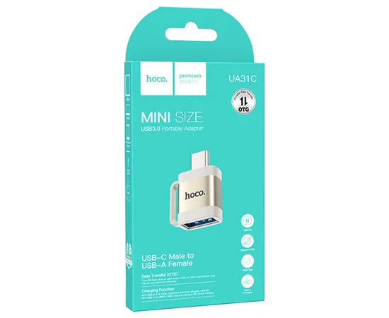 Переходник Hoco UA31C OTG Type-C male to USB female Gray