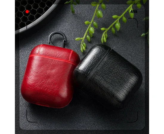 Кожаный футляр Leather series для наушников AirPods Красный
