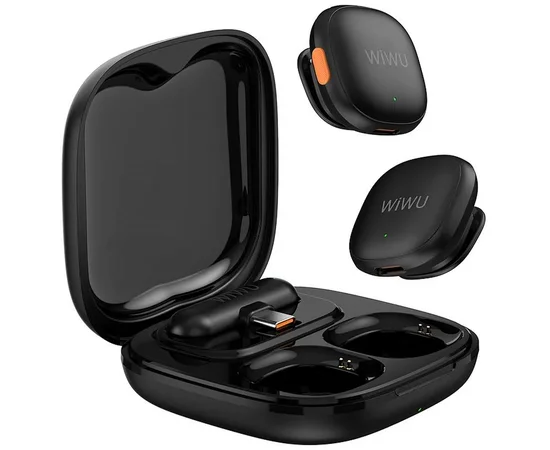 Петличный беспроводной микрофон WiWU Wi-WM006 AI Adaptive Noise Reduction Type-C Black