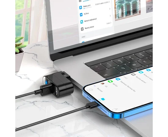 Переходник HUB Borofone DH3 three-port USB splitter Черный