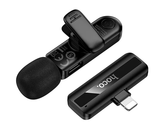 Петличний бездротовий мікрофон Hoco L20 Fair Lightning Black