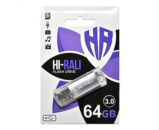 Флеш накопитель USB 3.0 Hi-Rali Rocket 64 GB Серебряная серия Серебряный