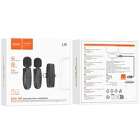 Петличный беспроводной микрофон Hoco L15 Dual-mic clip-on wireless digital (Lightning/Type-C) Black