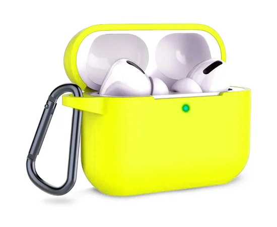 Силиконовый футляр с карабином для наушников AirPods Pro Желтый / Yellow