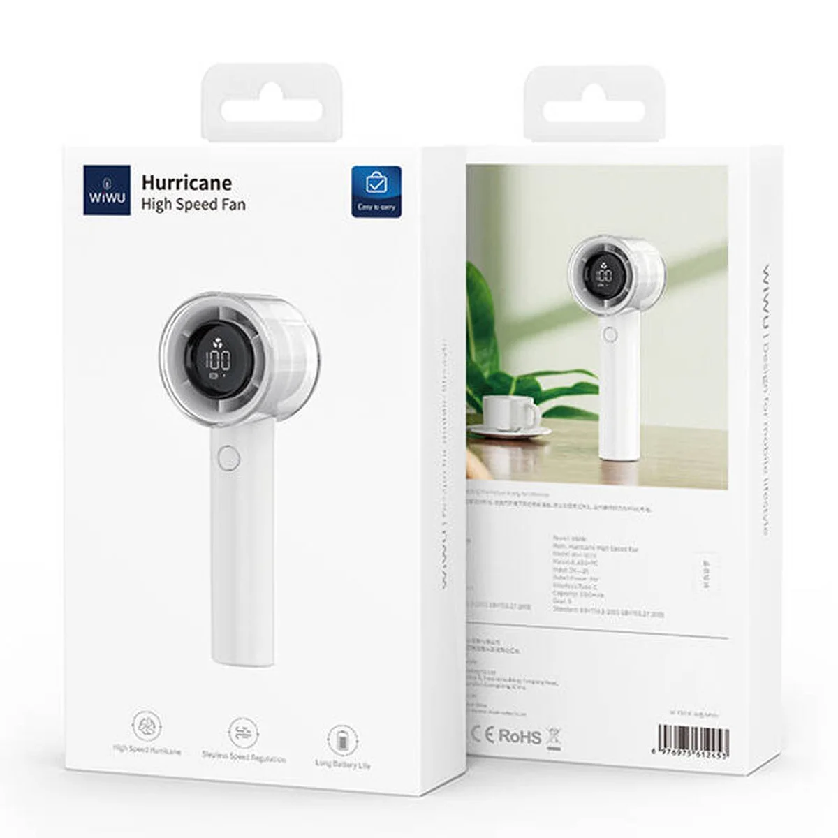 Портативный вентилятор с дисплеем WIWU WI-FS010 White