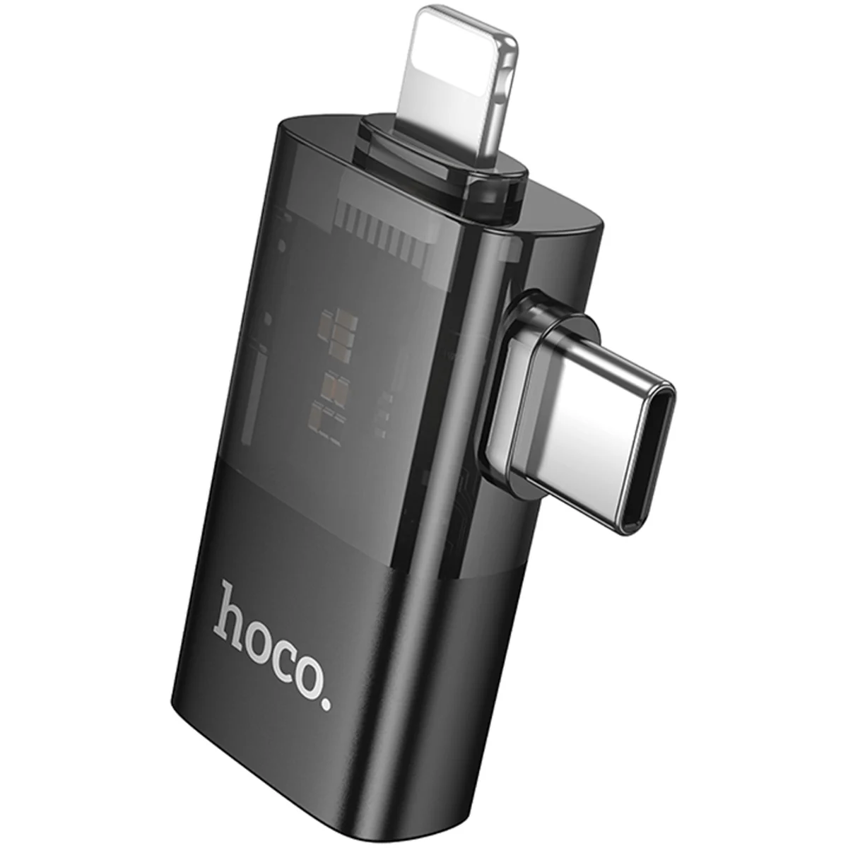 Переходник Hoco UA36E Combo 2-in-1 (Type-C/Lightning to USB2.0) Black