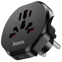 Сетевой универсальный переходник Hoco AC6 3in1 (EU) Black